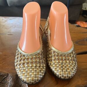 Sesto Meucci Metallic Woven Ballet Flats Size 8 Made in Italy